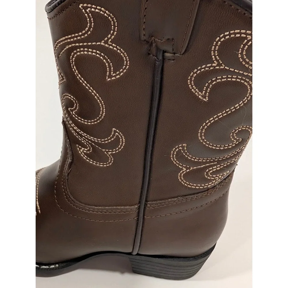 Canyon Trails Toddler Cowboy Boots Brown Faux Leather Sz 9M CT-101-BRN Excellent